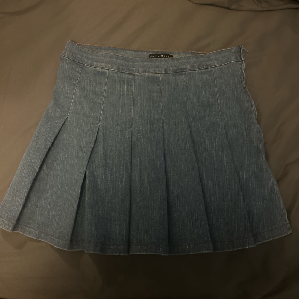 Dark blue demin pleaded skirt